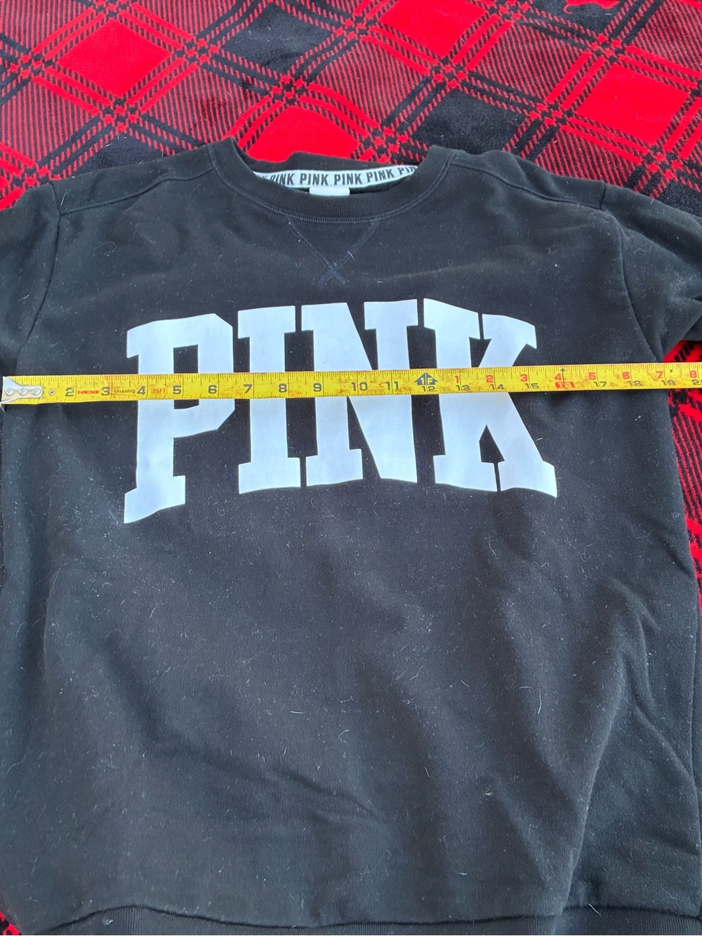 PINK Victoria's Secret Black Crew Sweatshirt with White Logo & PINK Active Leg S - Picture 5 of 13